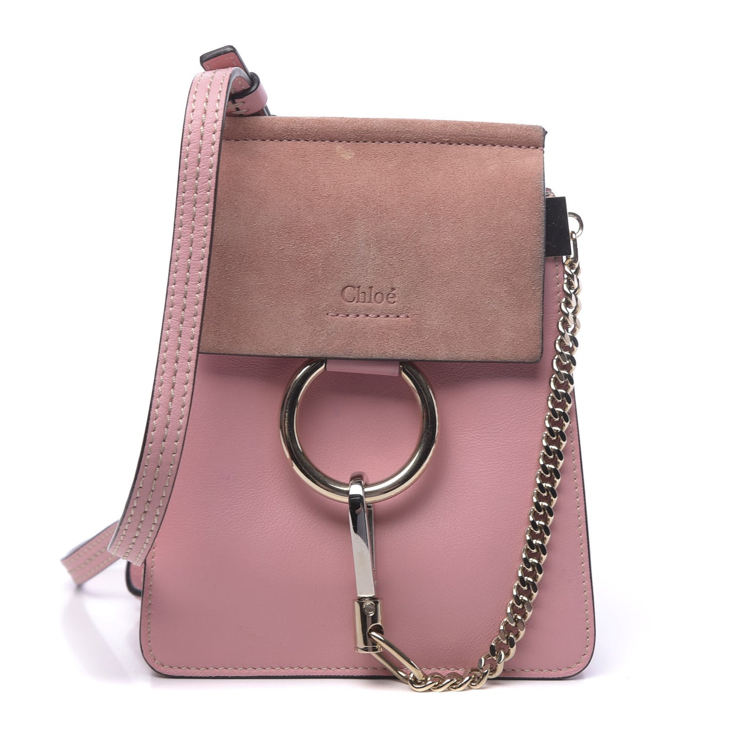 Suede Calfskin Mini Faye Bracelet Bag Washed Pink
