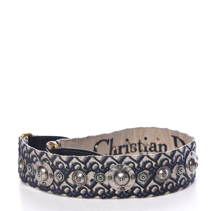 Christian Dior Oblique Studded Shoulder Strap Blue 2 of 6