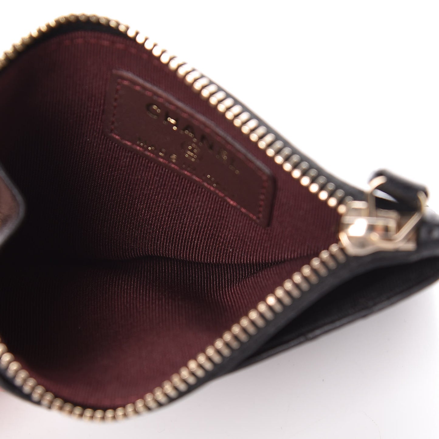 Lambskin Quilted Zip Card Holder Black