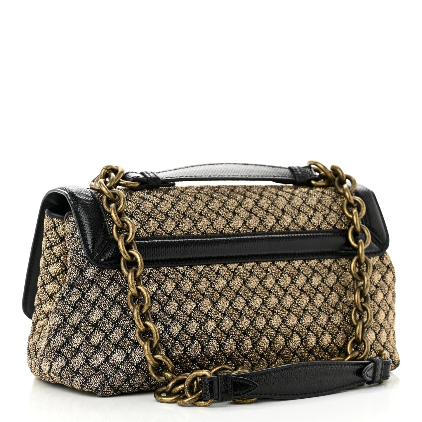 Metallic Wool Woven Patent Ayers Olimpia Knot Gold Black