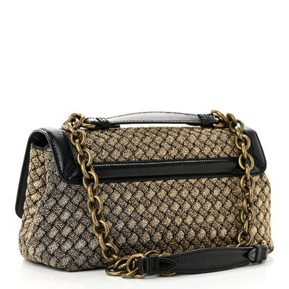 Bottega Veneta Metallic Wool Woven Patent Ayers Olimpia Knot Gold Black 4 of 10