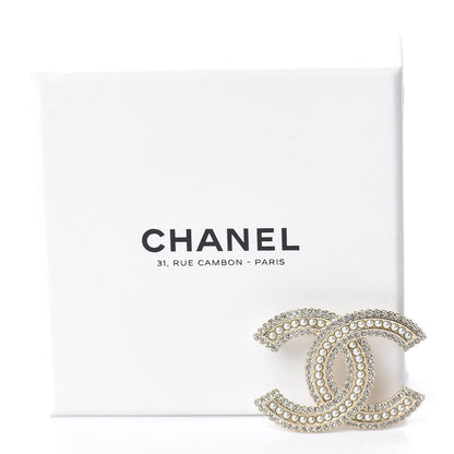 Chanel Pearl Crystal Lace Camellia CC Brooch Gold 5 of 5
