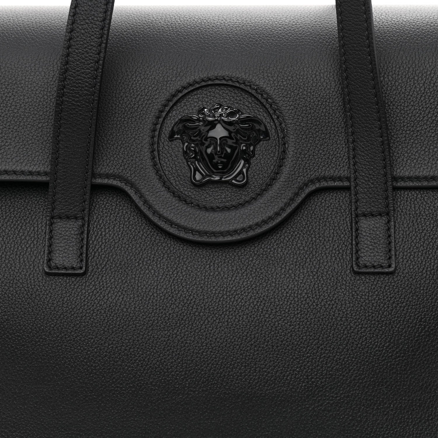 Versace Grained Calfskin La Medusa Tote Black 8 of 10