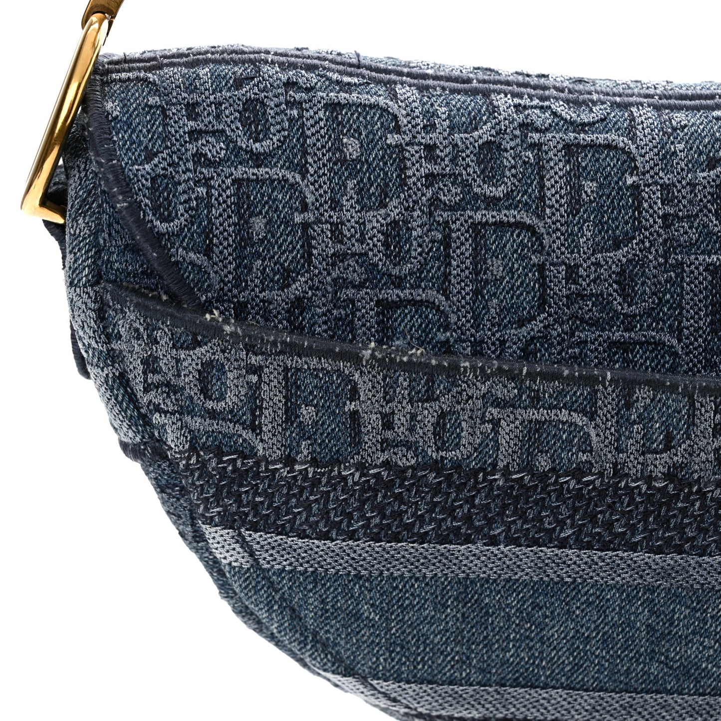Oblique Embroidered Saddle Bag Denim Blue