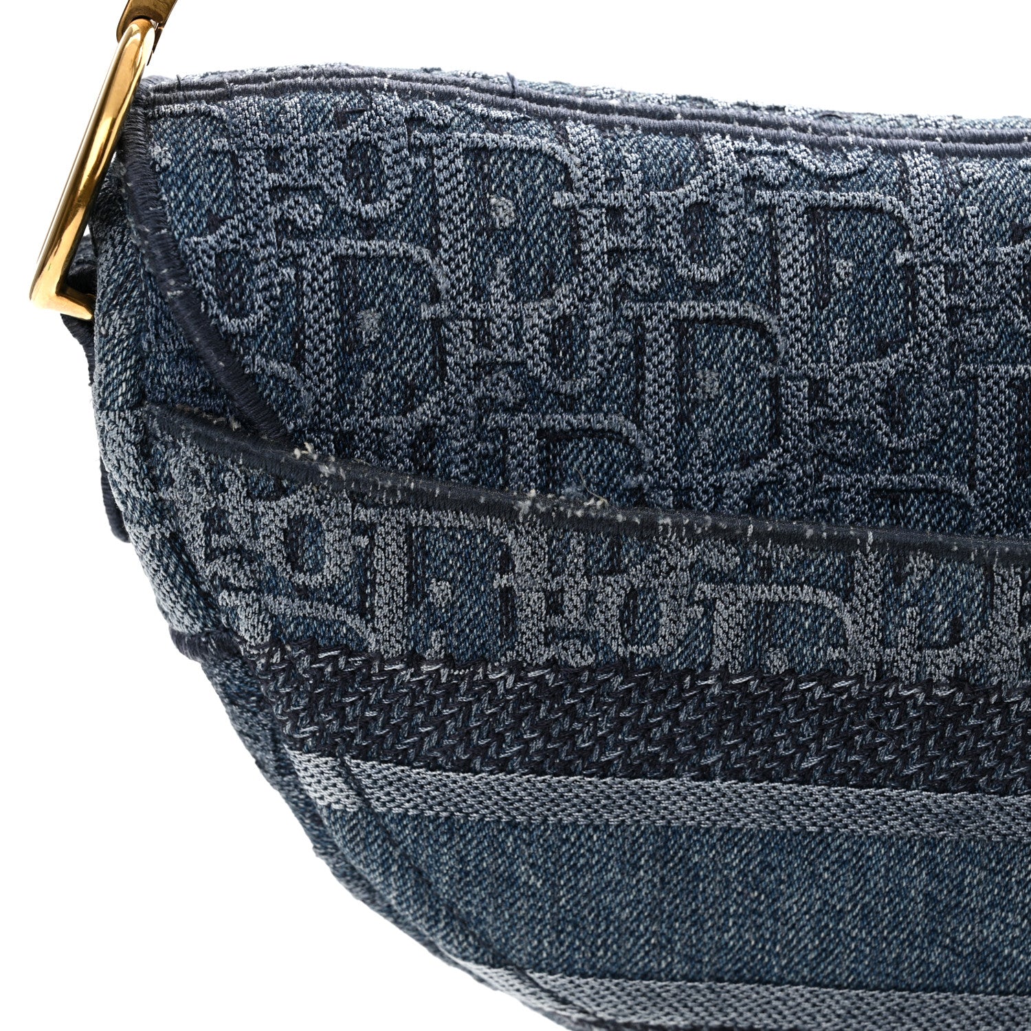 Christian Dior Oblique Embroidered Saddle Bag Denim Blue 17 of 18