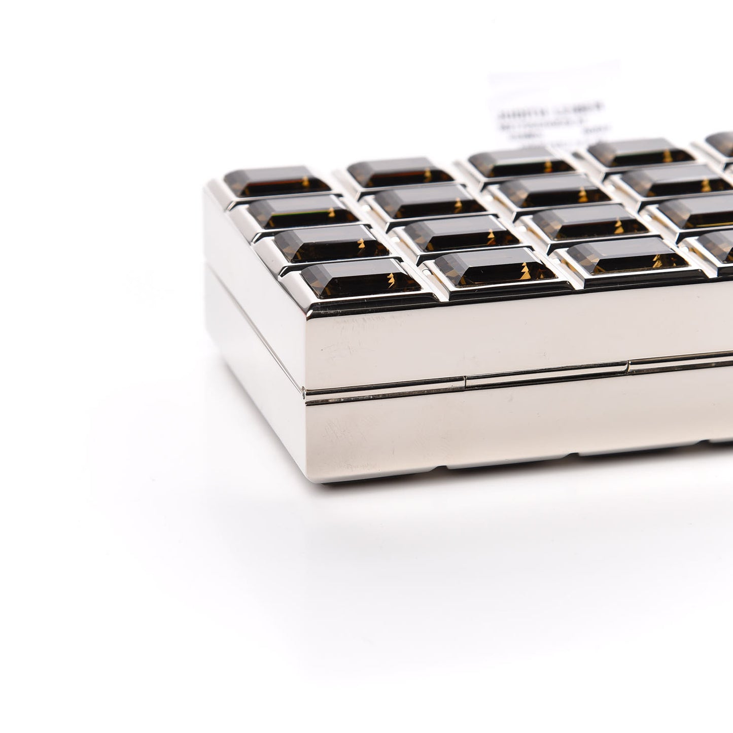 Crystal Minaudiere Clutch Brown Silver