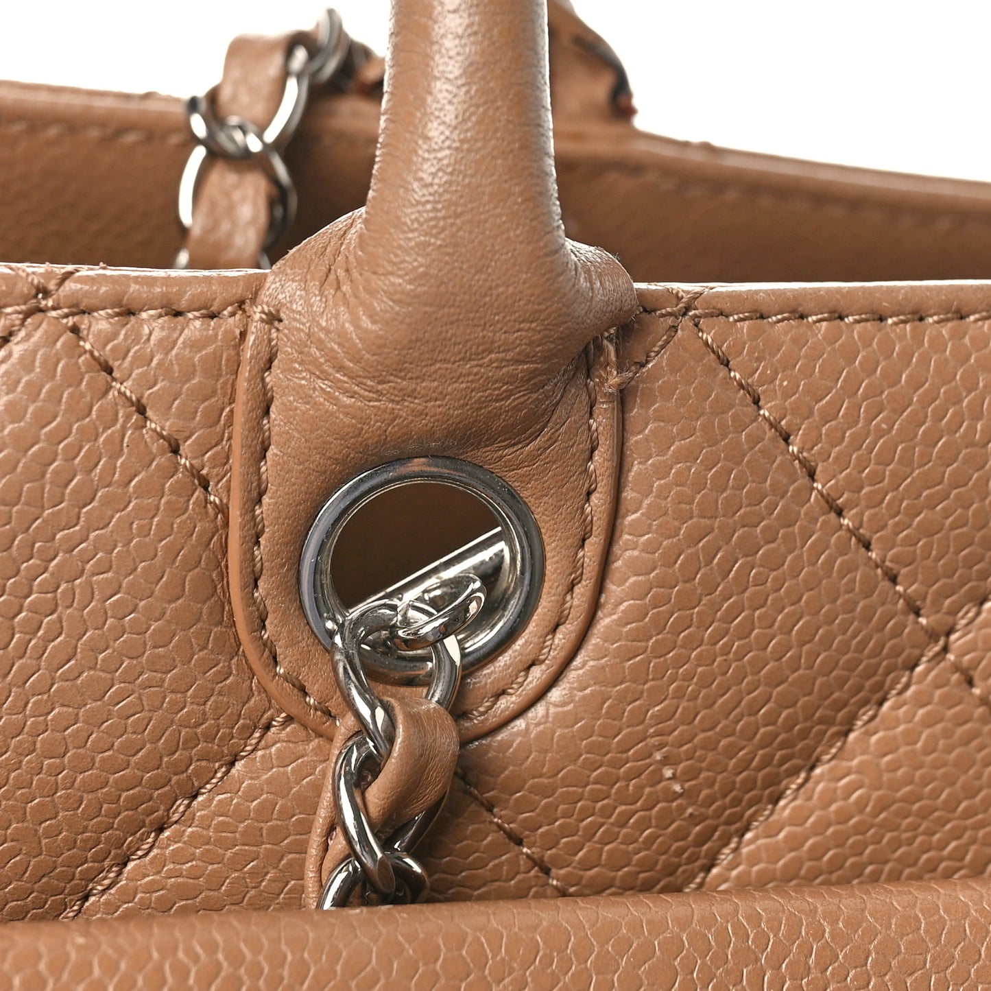 Caviar Medium Soft CC Top Handle Tote Dark Beige
