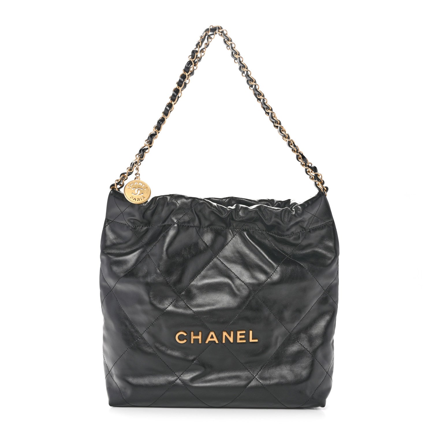 Chanel Shiny Calfskin Quilted Small Chanel 22 Black 1 of 11