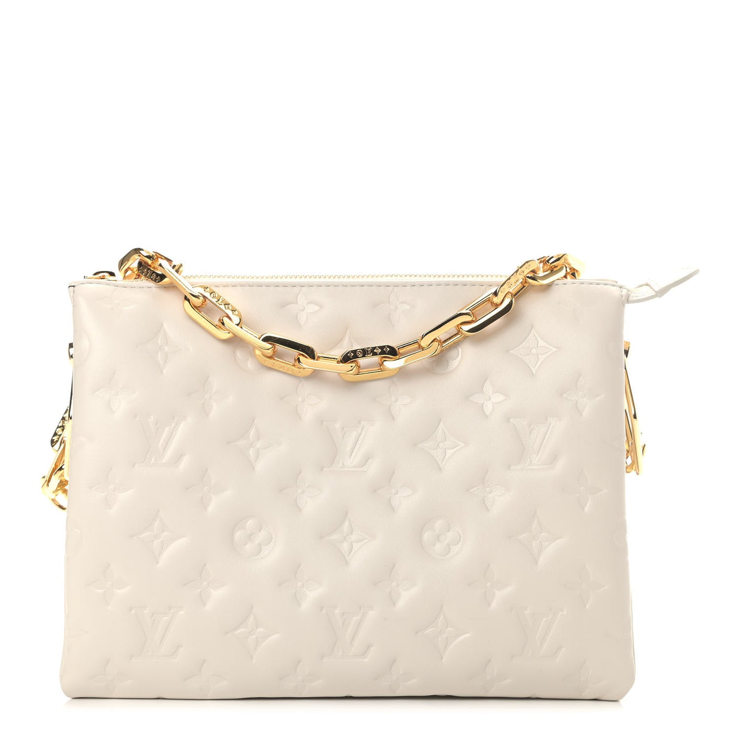 Lambskin Embossed Monogram Coussin PM Beige Cream