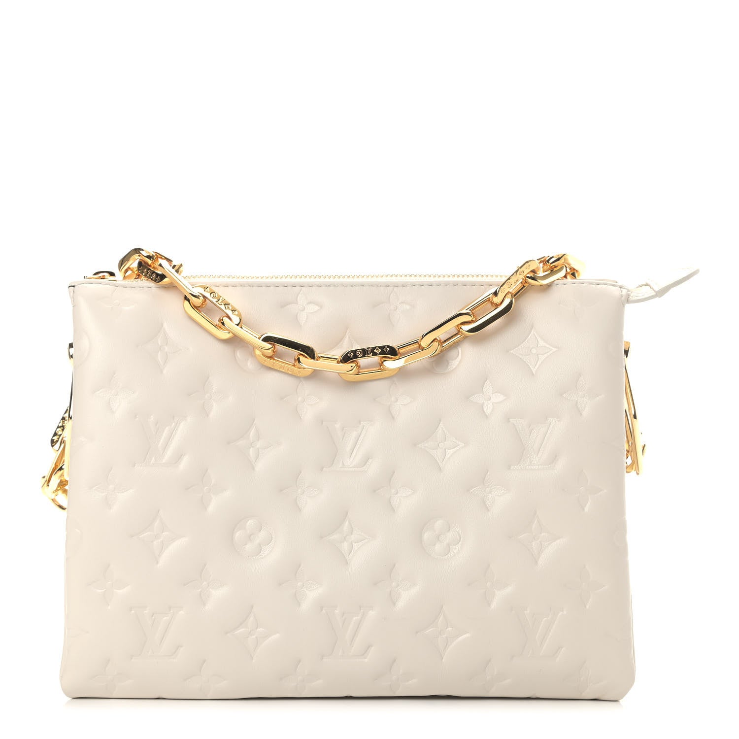 Louis Vuitton Lambskin Embossed Monogram Coussin PM Beige Cream 1 of 8