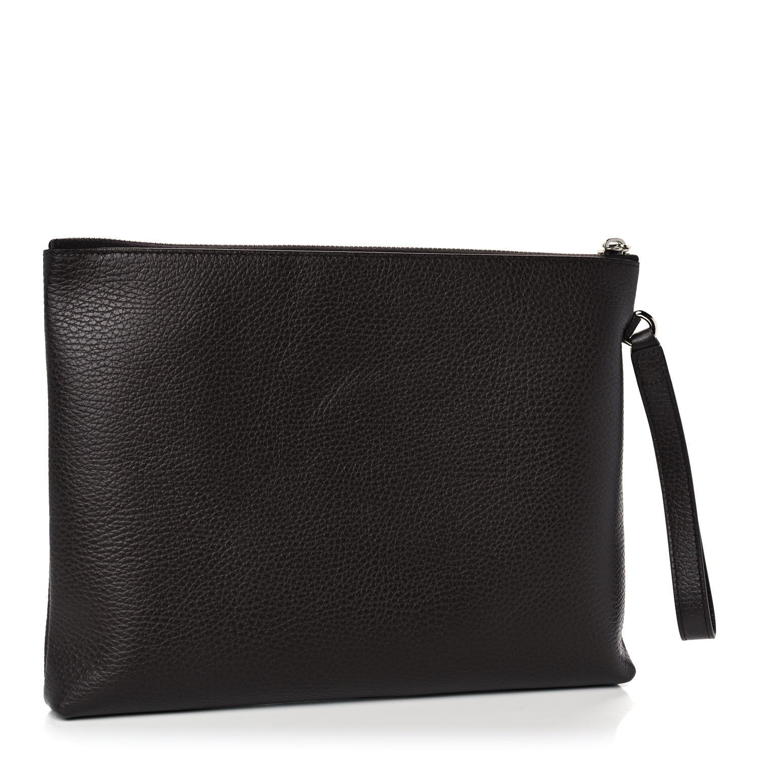 Gucci Grained Calfskin Zip Wristlet Pouch Black 3 of 11