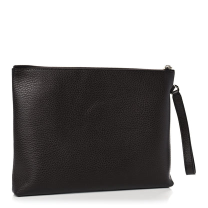 Gucci Grained Calfskin Zip Wristlet Pouch Black 3 of 11