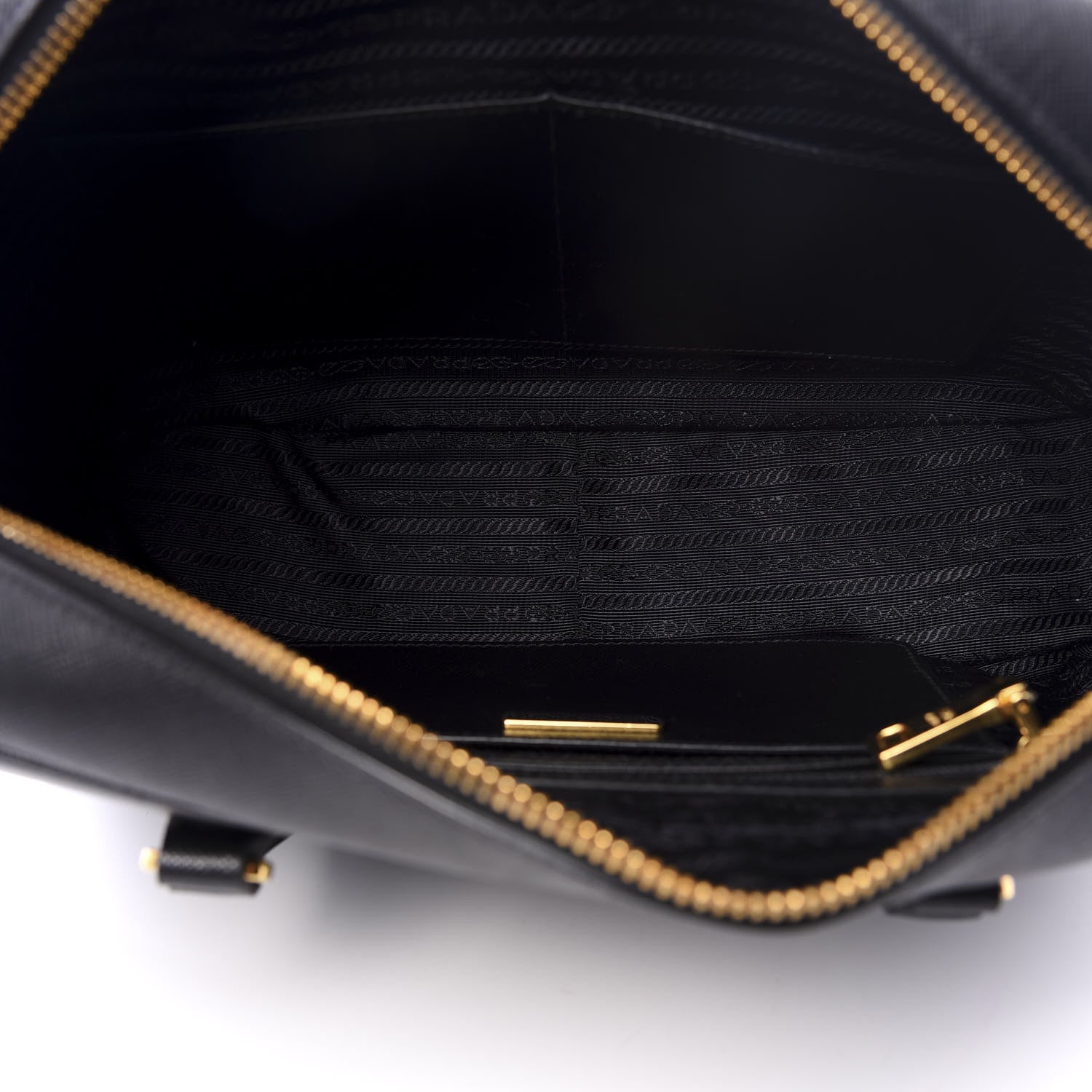 Prada Saffiano Travel Briefcase Black 4 of 8
