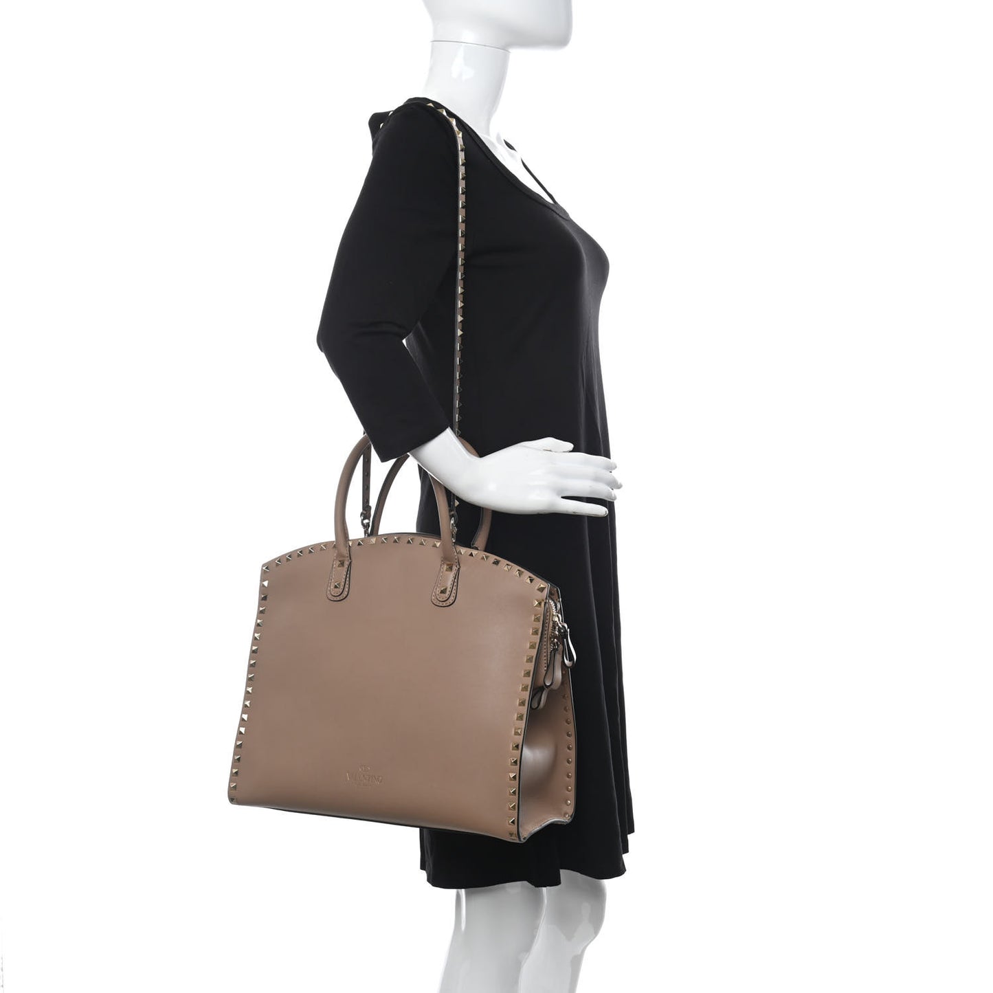 Vitello Rockstud Dome Shopper Alpaca