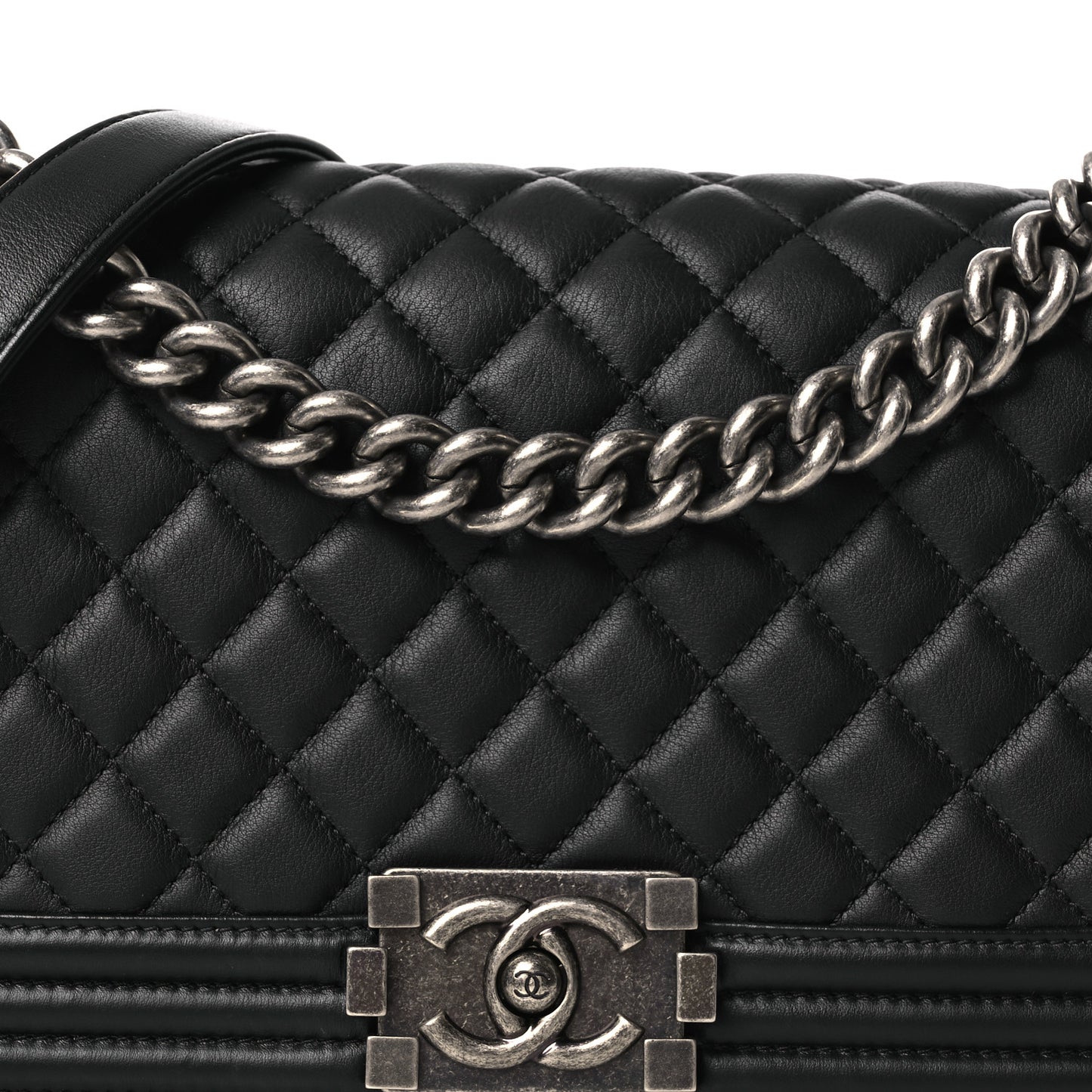 Calfskin Quilted Medium Boy Flap Black