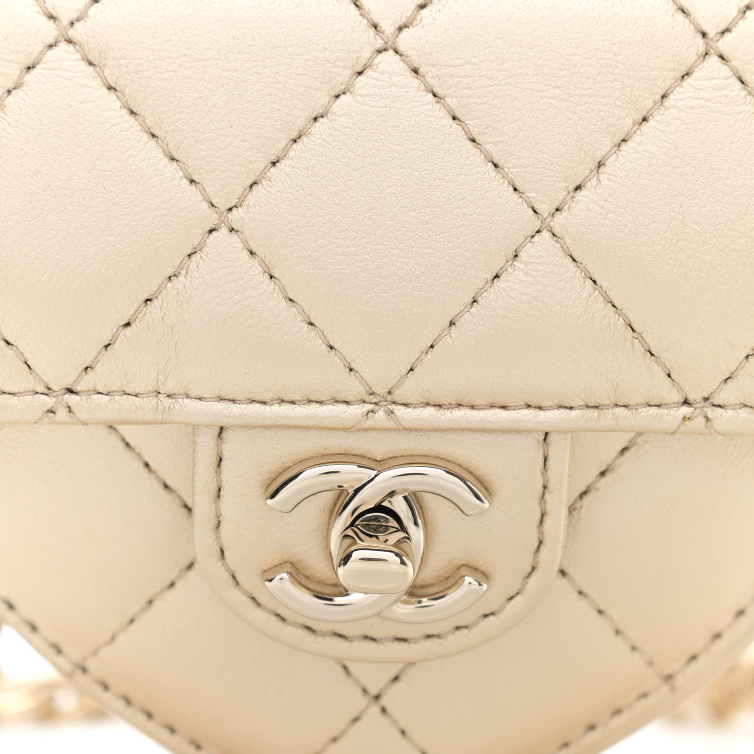 Chanel Metallic Lambskin Quilted CC In Love Heart Waist Belt Bag With Chain Gold 8 of 10