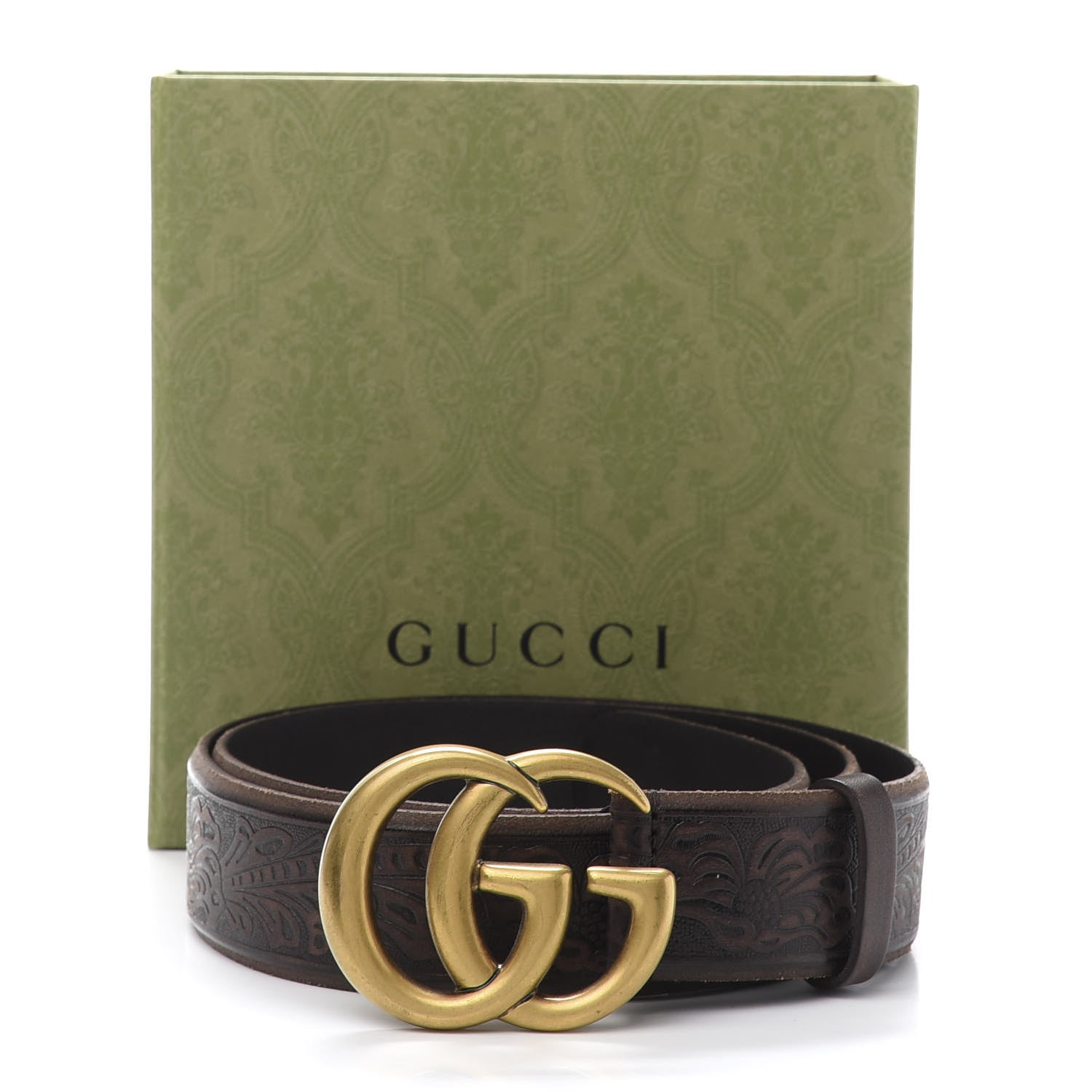 Gucci Calfskin Knurled Double G 40mm Belt 105 42 Testa di Moro 7 of 7