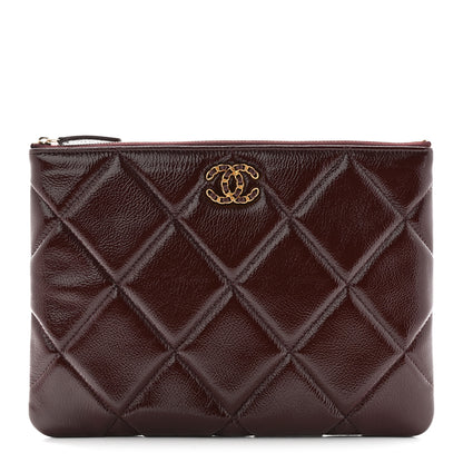 Chanel Shiny Crumpled Calfskin Large Chanel 19 Pouch Burgundy 1 of 9