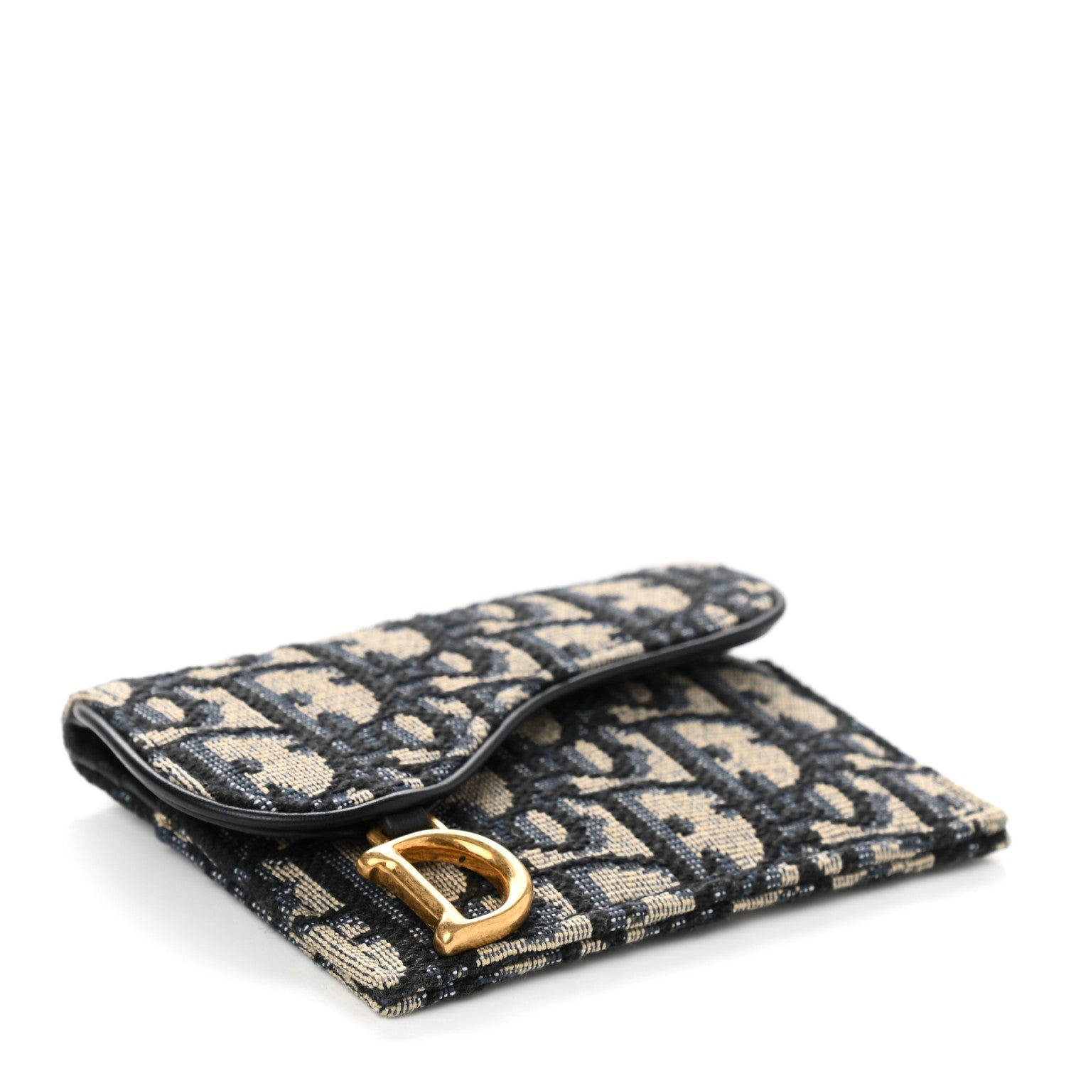 Christian Dior Oblique Saddle Card Holder Blue 3 of 7