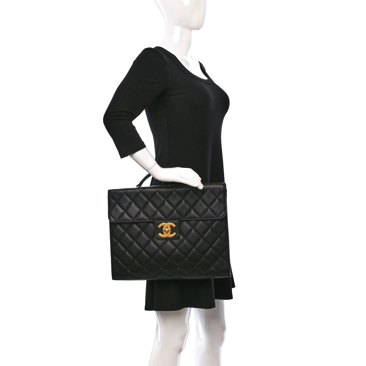 Chanel Caviar Quilted Briefcase Laptop Bag Black 3 of 9