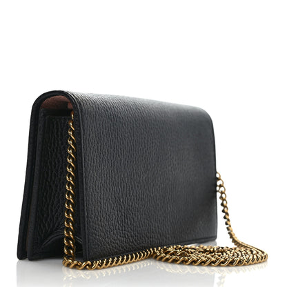 Gucci Calfskin GG Marmont Bow Chain Wallet Black 3 of 9