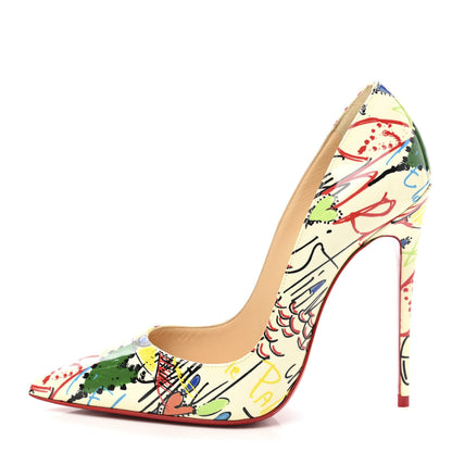 Christian Louboutin Patent Loubitag So Kate 120 Pumps 36.5 White Multi 2 of 8
