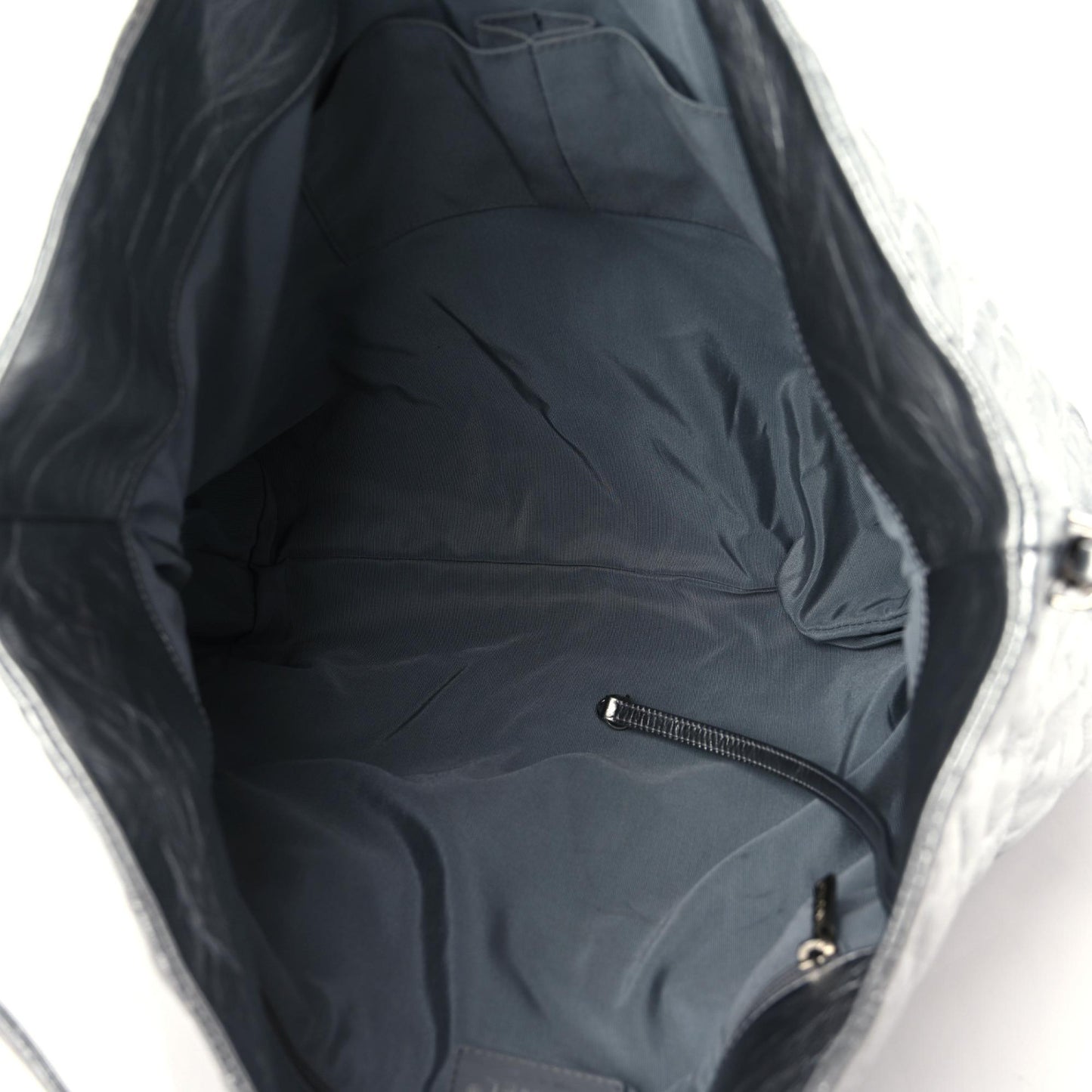 Metallic Crackled Calfskin Quilted Hobo Silver