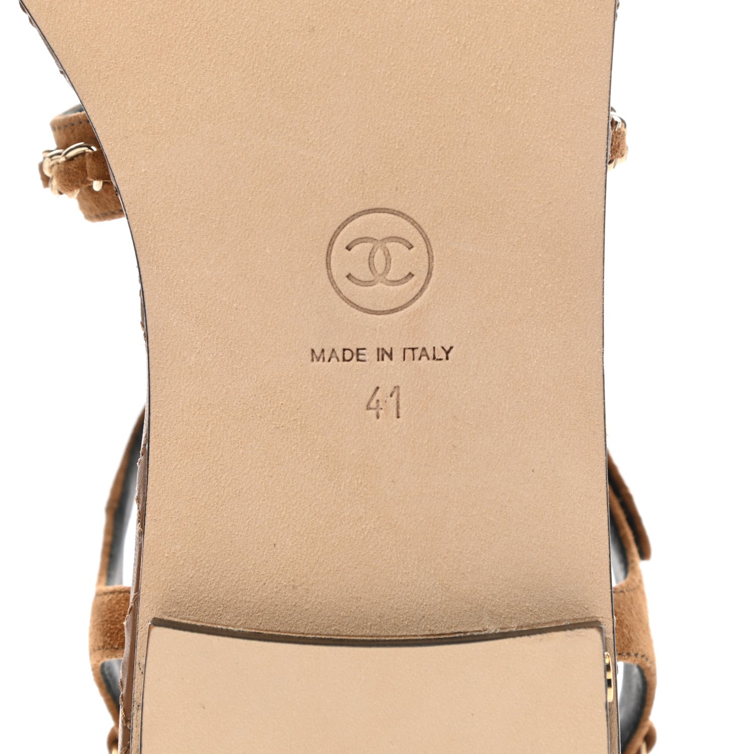 Chanel Suede Calfskin Chain Sandals 41 Brown 6 of 9