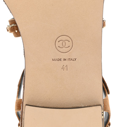 Chanel Suede Calfskin Chain Sandals 41 Brown 6 of 9