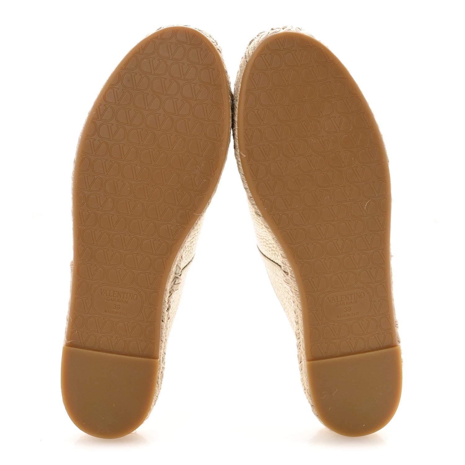 Valentino Garavani Metallic Pebbled Calfskin Vlogo Espadrille Mules 39 Platino 6 of 10