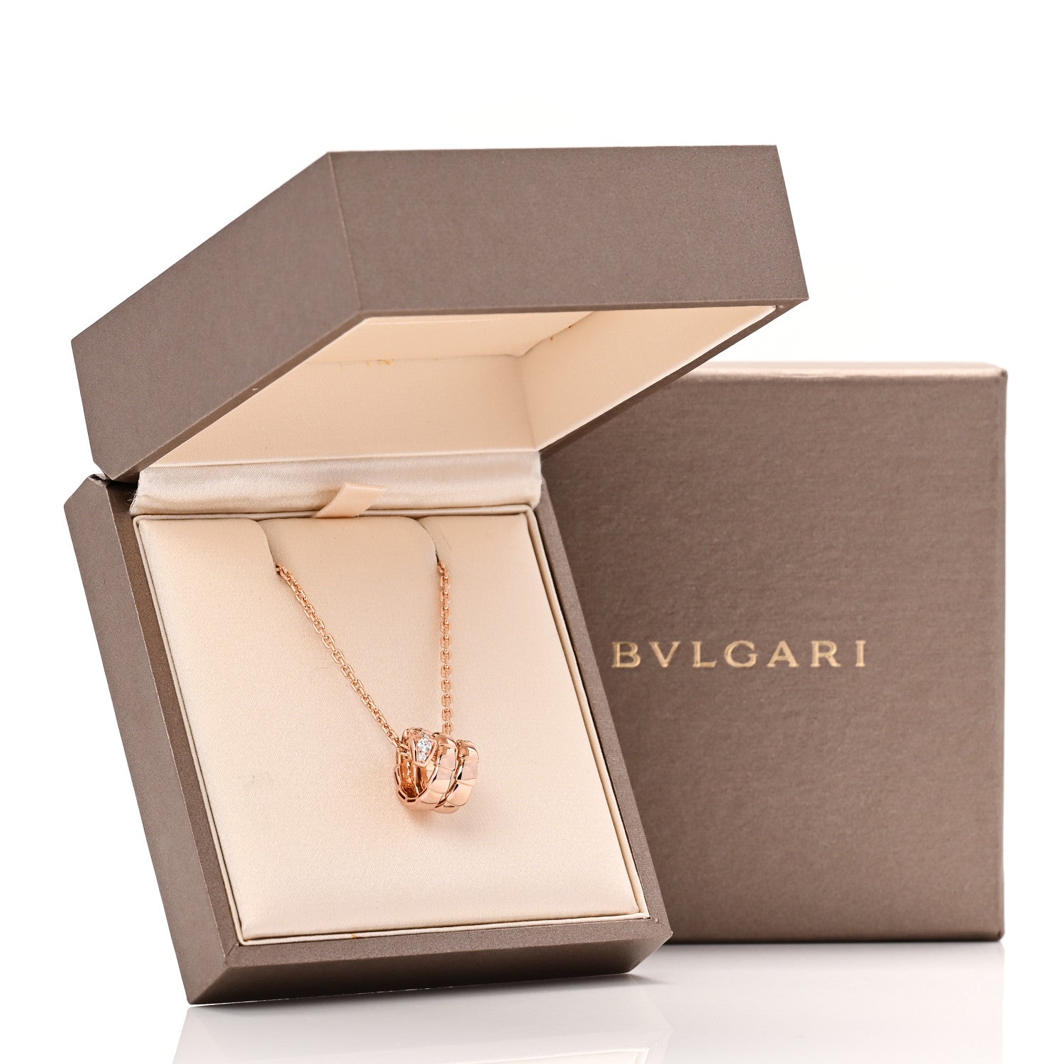 Bulgari 18K Rose Gold Diamond Serpenti Viper Demi Pave Pendant Necklace 5 of 5