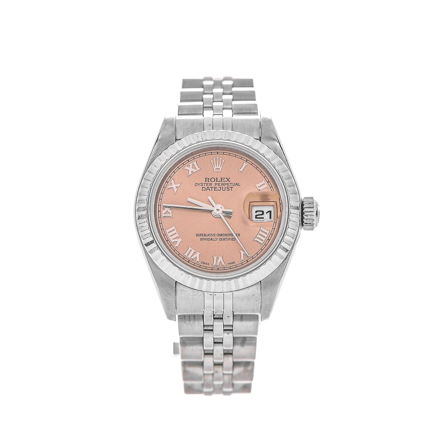 Stainless Steel 26mm Oyster Perpetual Datejust Watch Pink Roman 79174