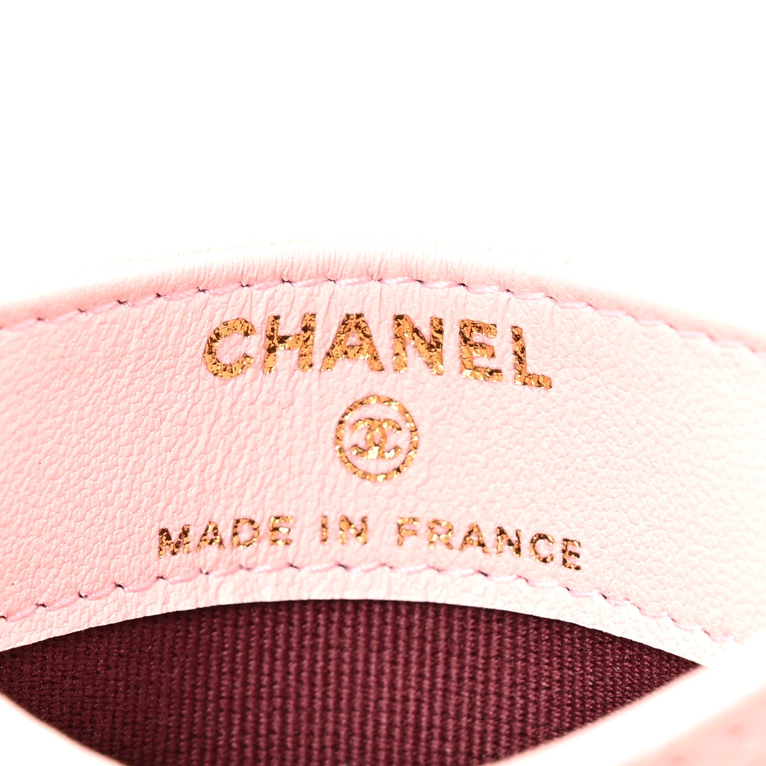 Chanel Grained Goatskin CC Apple Card Holder Light Pink Dark Burgundy 6 of 8