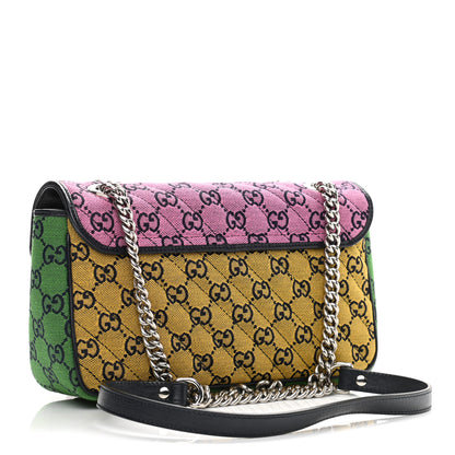 Gucci Monogram Multicolor Matelasse Diagonal Small GG Marmont Shoulder Bag Pink Blue Red Yellow Green 3 of 11