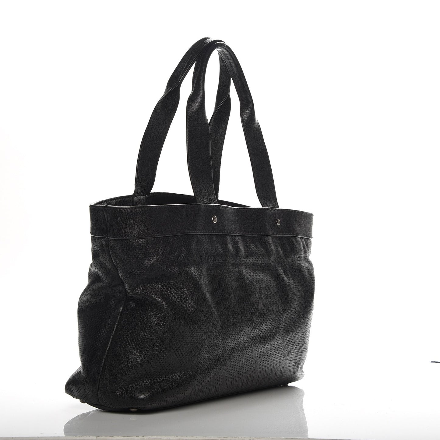 Goatskin Perforated Large CC Tote Black