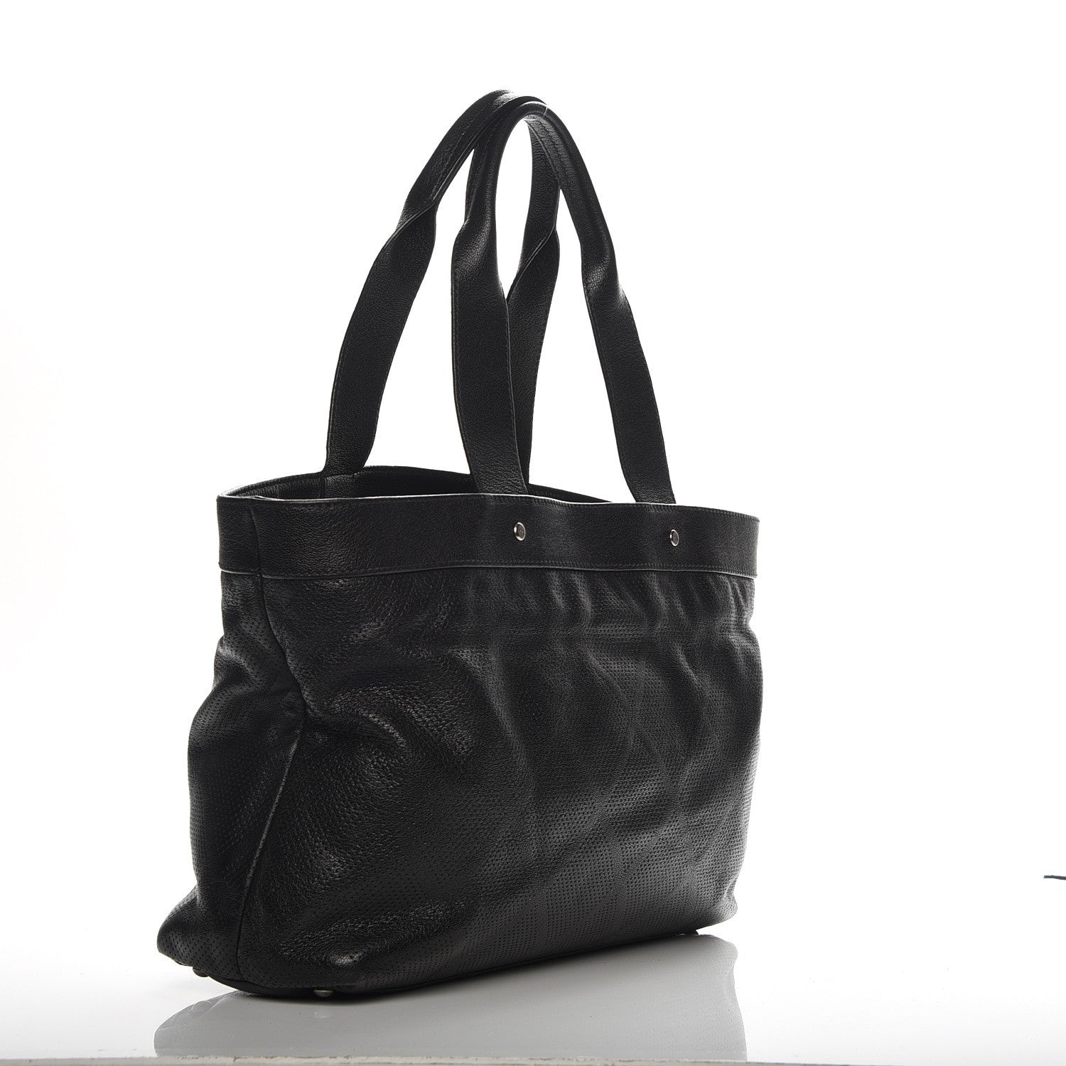 Chanel Goatskin Perforated Large CC Tote Black 3 of 8