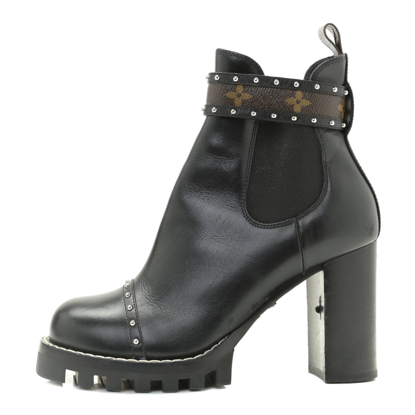 Calfskin Monogram Star Trail Chelsea Ankle Boots 38.5 Black
