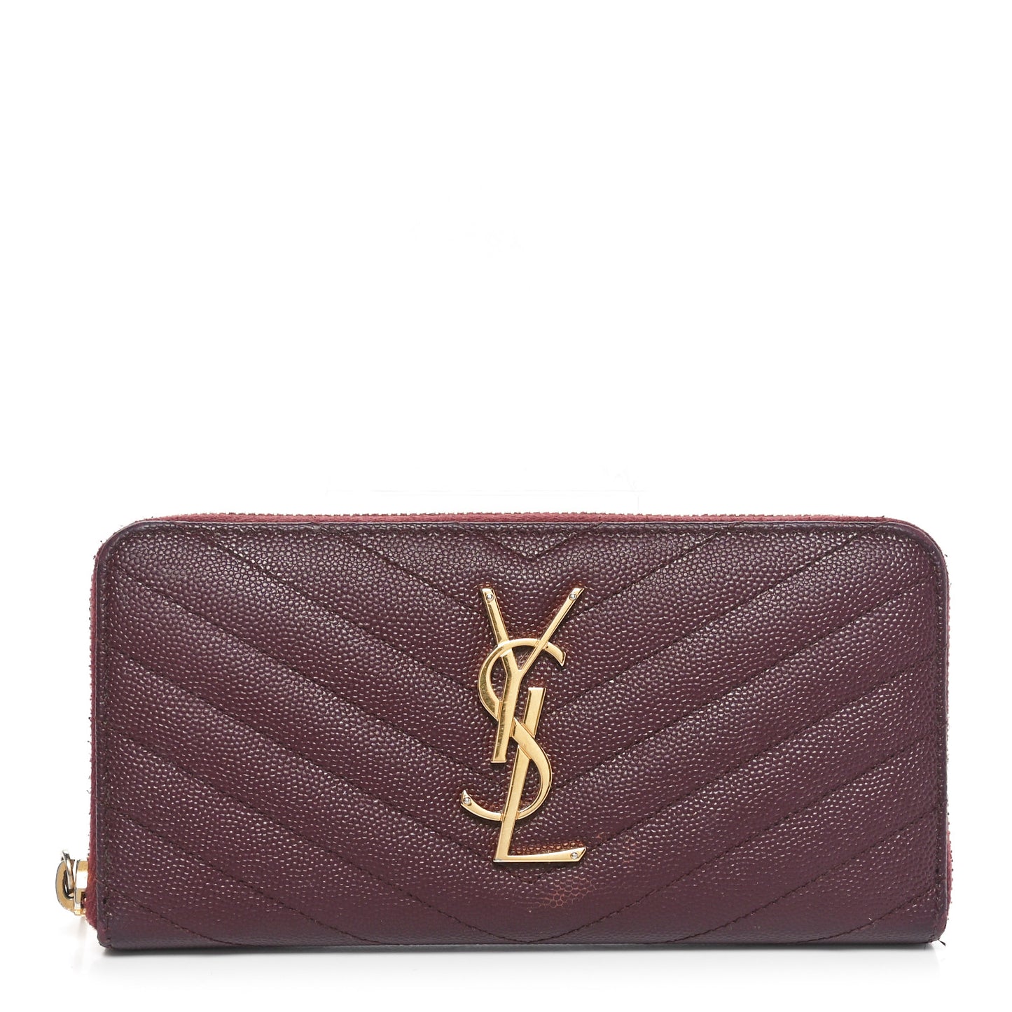 Grain De Poudre Matelasse Chevron Monogram Zip Around Wallet Rouge Legion