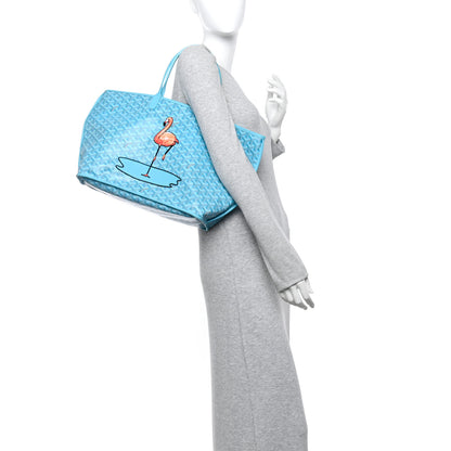 Goyard Goyardine Embroidered Flamingo Reversible Anjou PM Sky Blue 2 of 19
