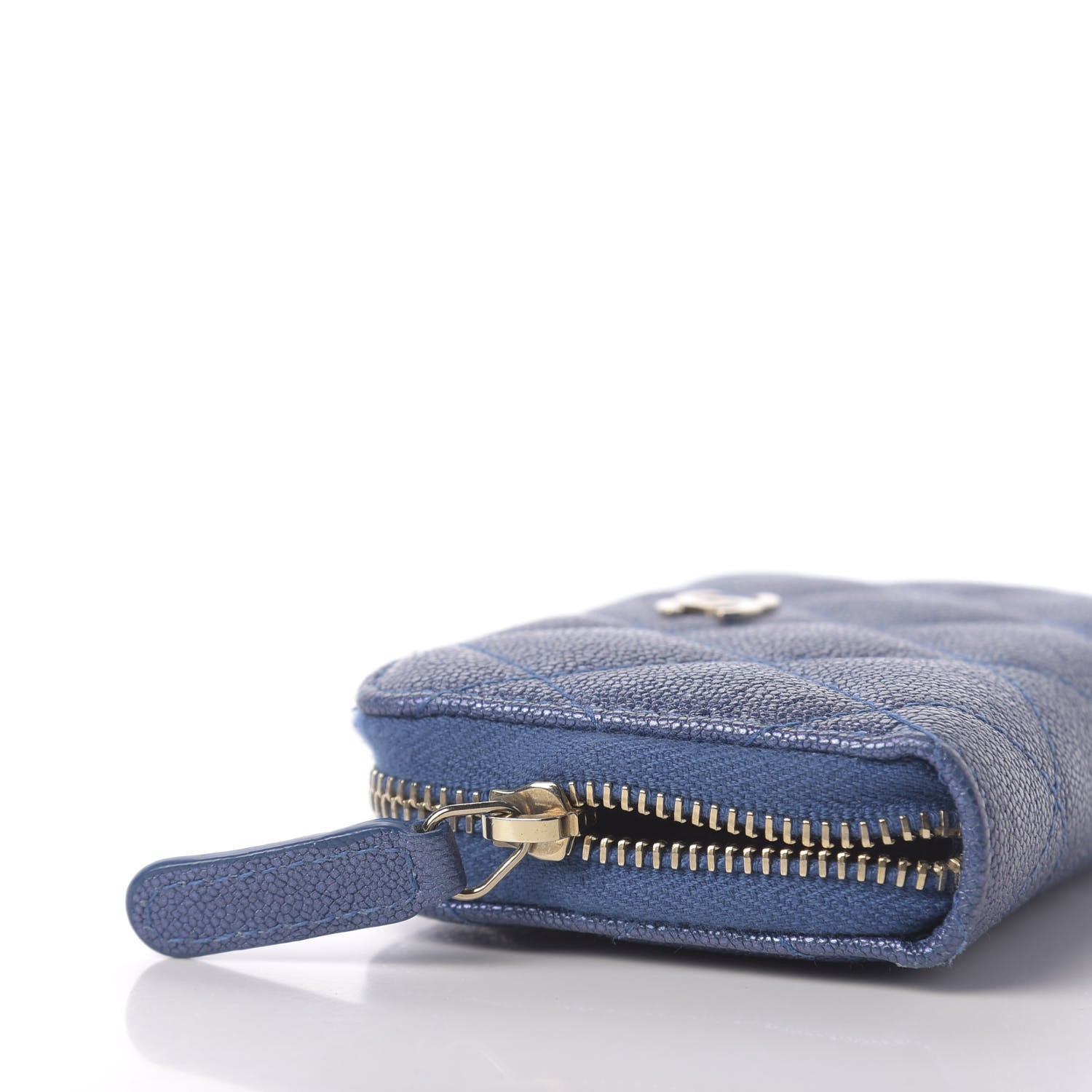Chanel Iridescent Caviar Quilted Zip Coin Purse Dark Blue 8 of 9