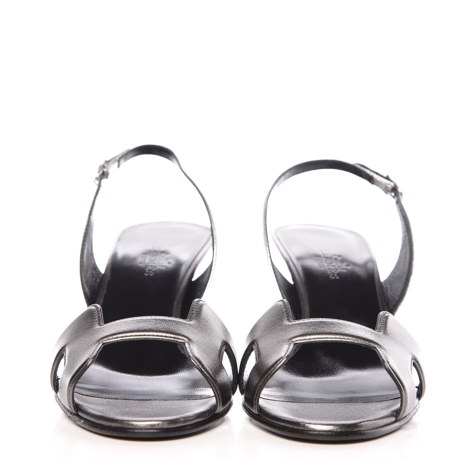 Hermes Metallic Nappa Night 70 Slingback Sandals 39 Canon De Fusil Argent 2 of 9