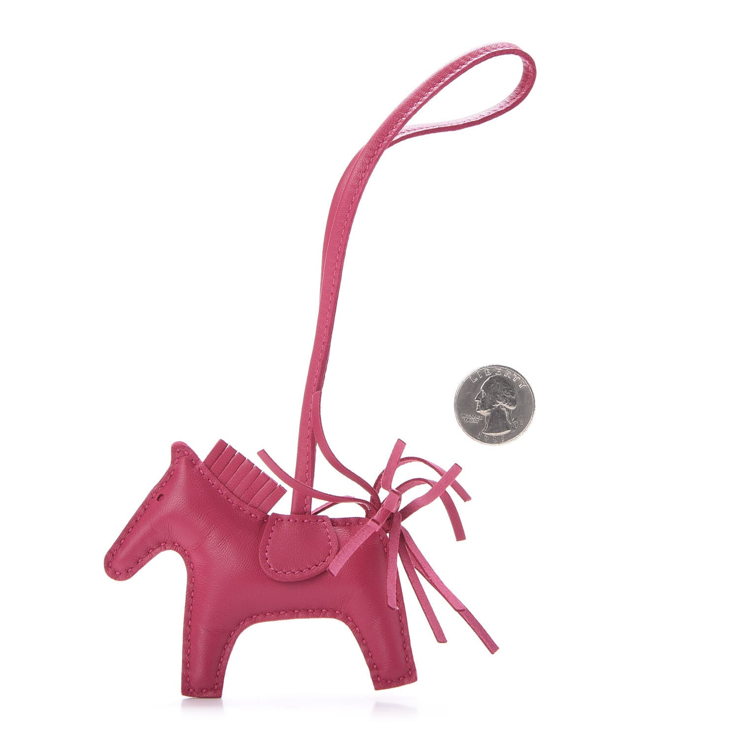 Hermes Milo Lambskin Grigri Rodeo Horse Bag Charm PM Rose Mexico 2 of 5