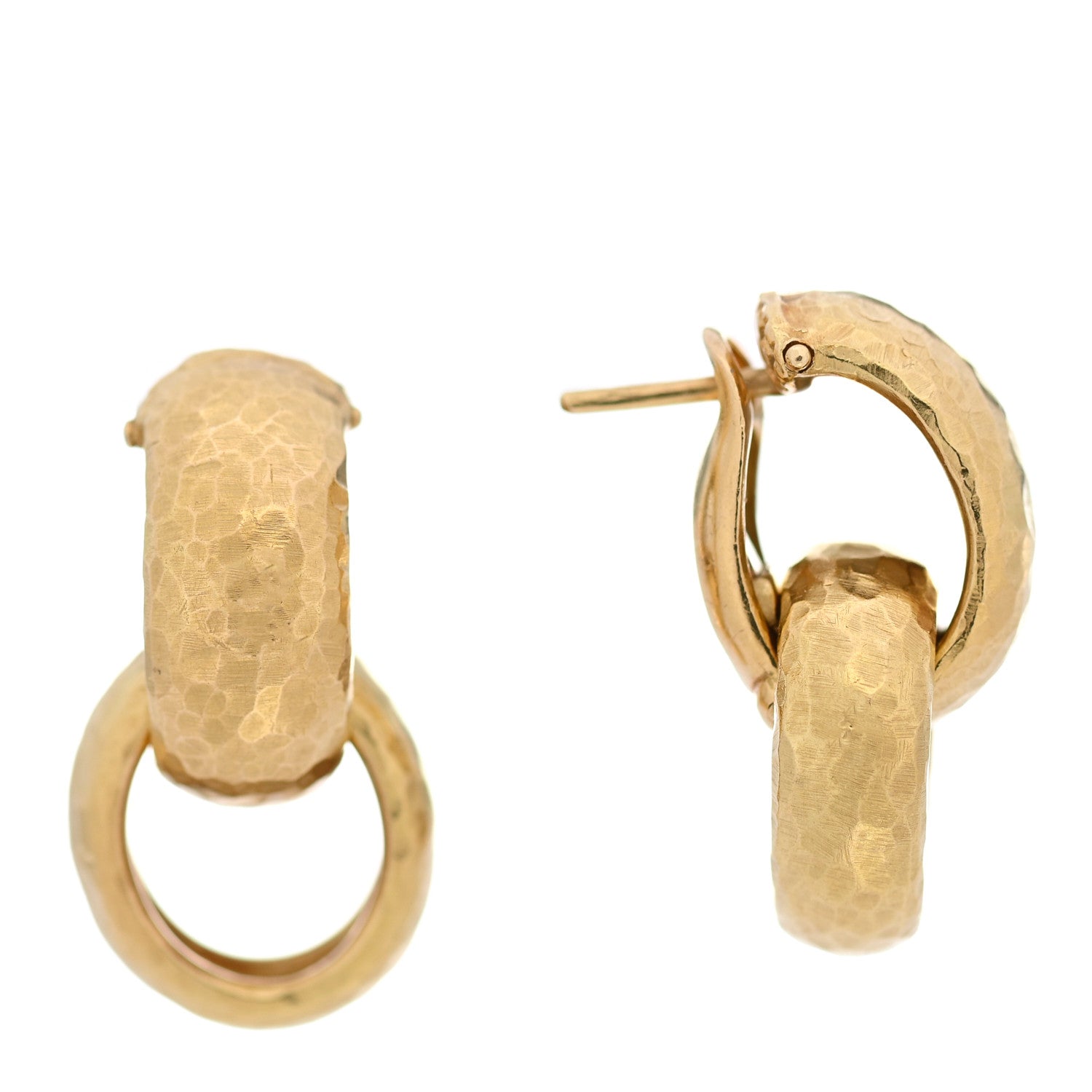 Tiffany 18K Yellow Gold Paloma Picasso Hammered Hoop Earrings 1 of 5