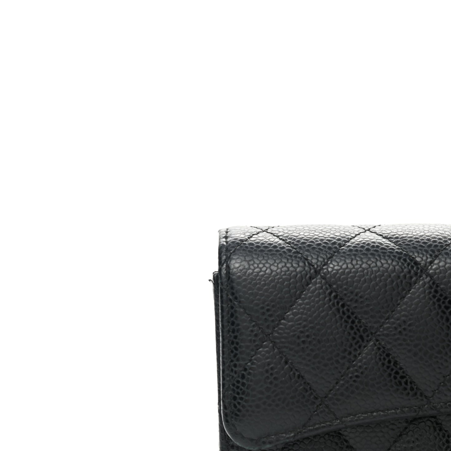 Caviar Quilted Large Gusset Flap Wallet Black