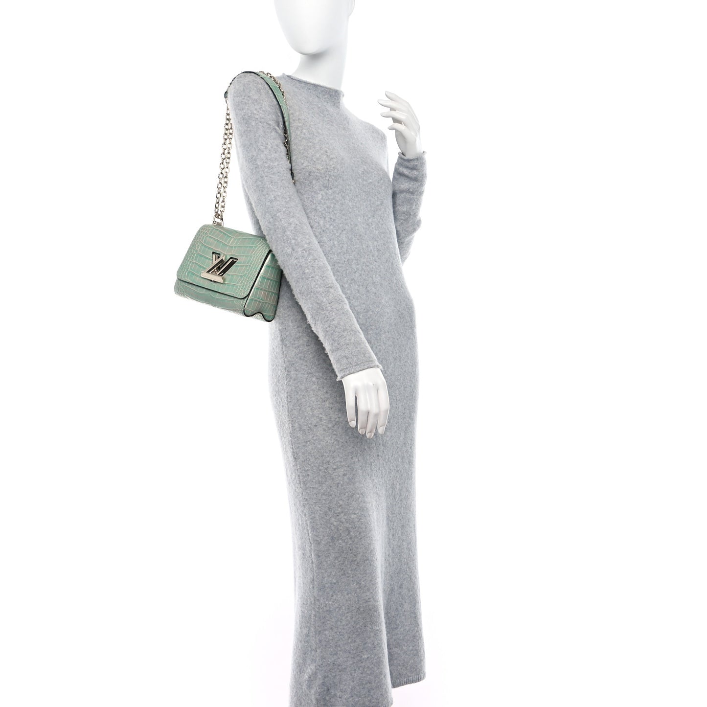 Alligator Mini Twist Shoulder Bag Turquoise