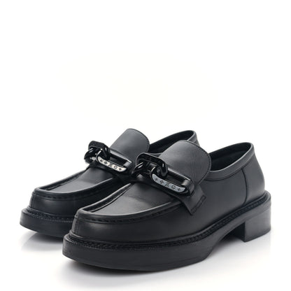 Louis Vuitton Calfskin Oversized Chain Academy Loafers 39 Black 3 of 7