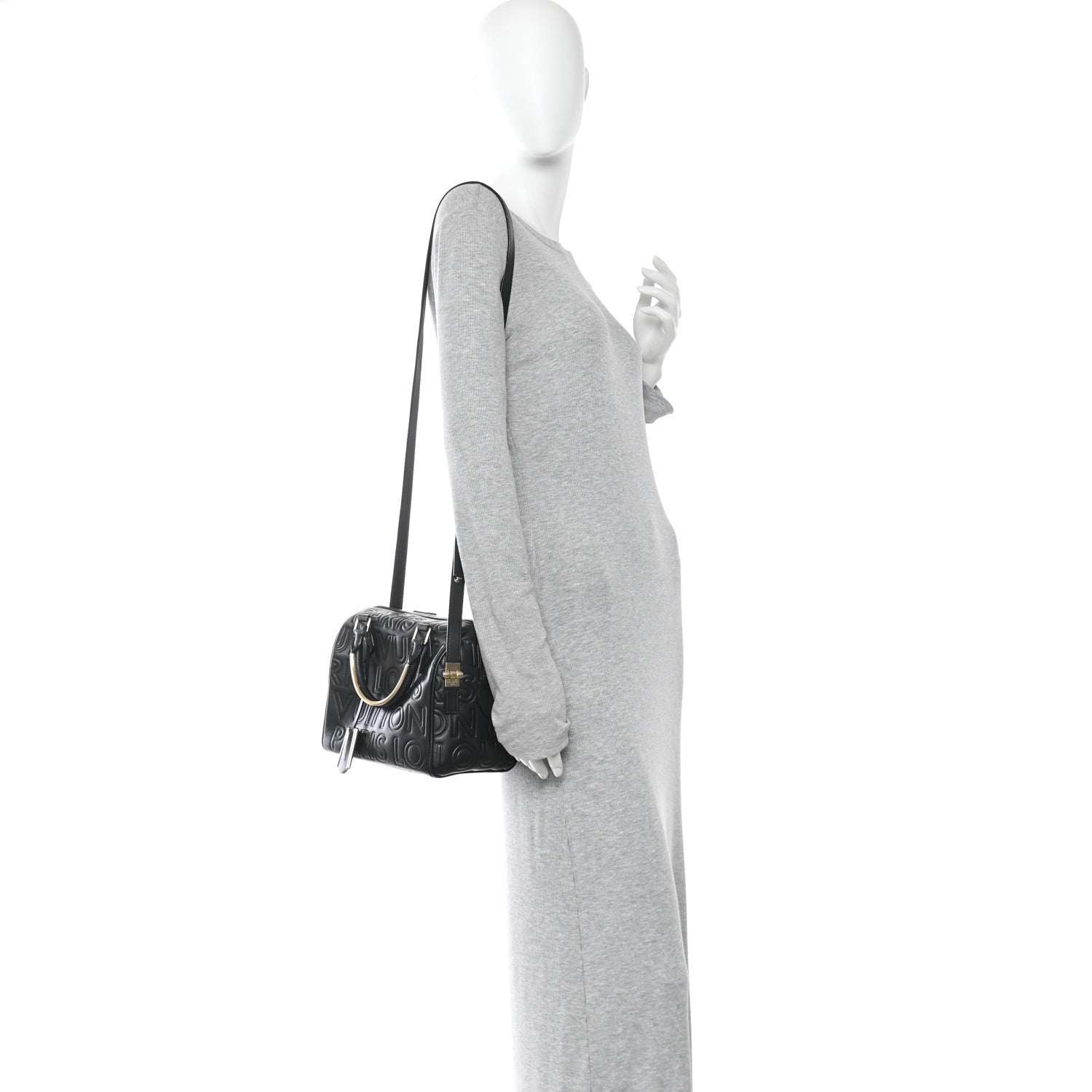 Louis Vuitton Calfskin Embossed Mini Cube Speedy Black 2 of 9