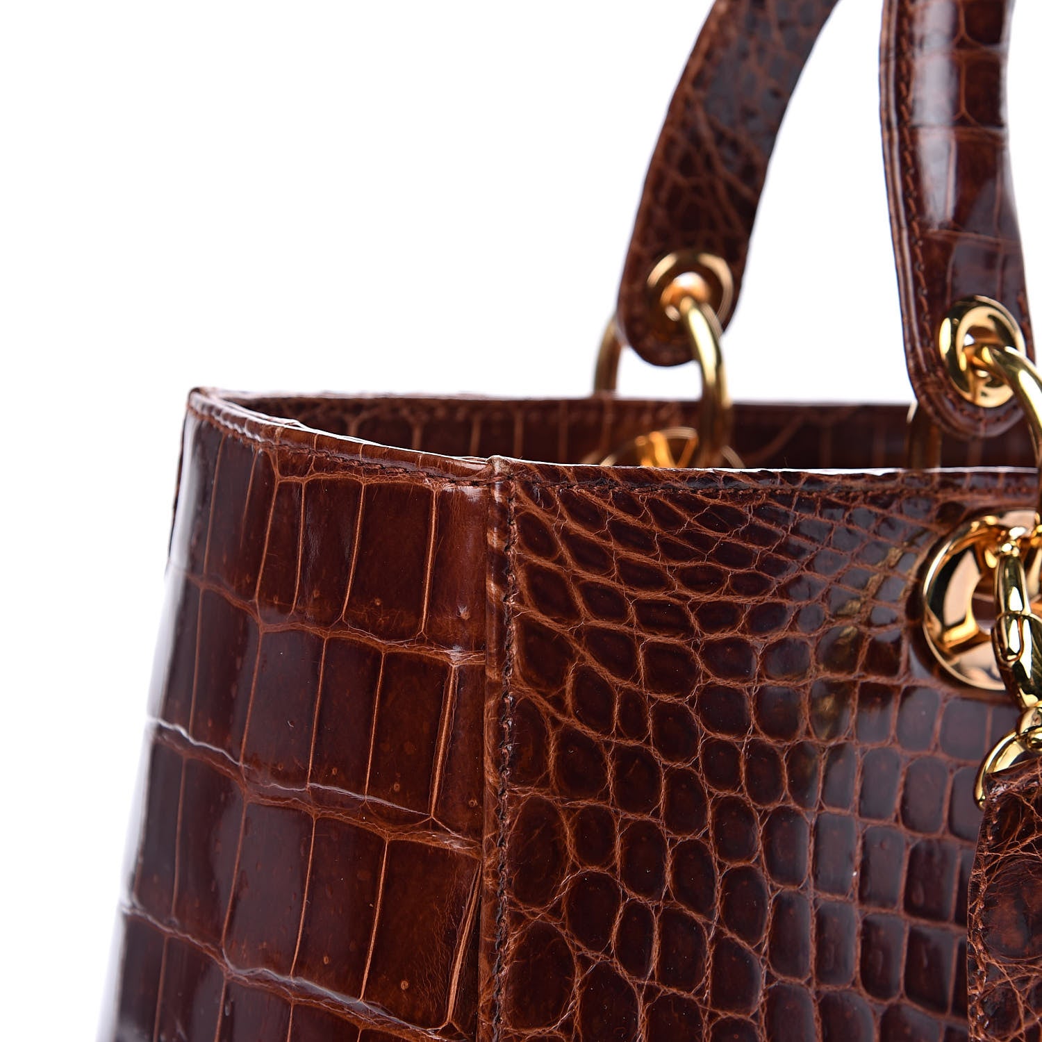 Christian Dior Crocodile Large Lady Dior Brown 11 of 11