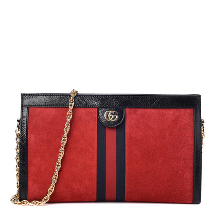 Gucci Suede Patent Web Medium Ophidia Chain Shoulder Bag Hibiscus Red Black 1 of 8