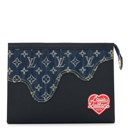 Louis Vuitton X NIGO Taurillon Monogram Denim Drip Pochette Voyage MM Blue 1 of 7